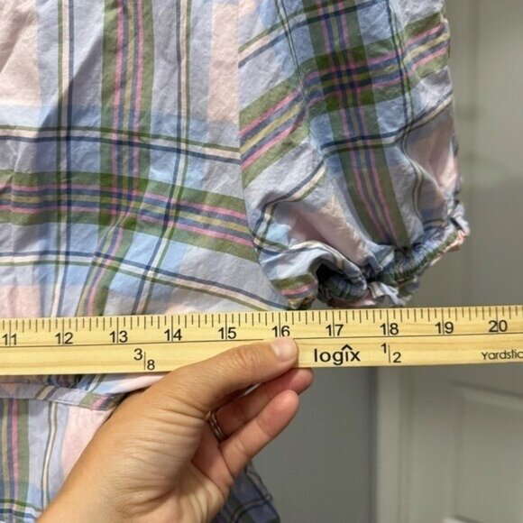 Hill House Sabrina Nap Dress in Spring Plaid Blue Pink Cottagecore Farmhouse M • - Picture 8 of 12